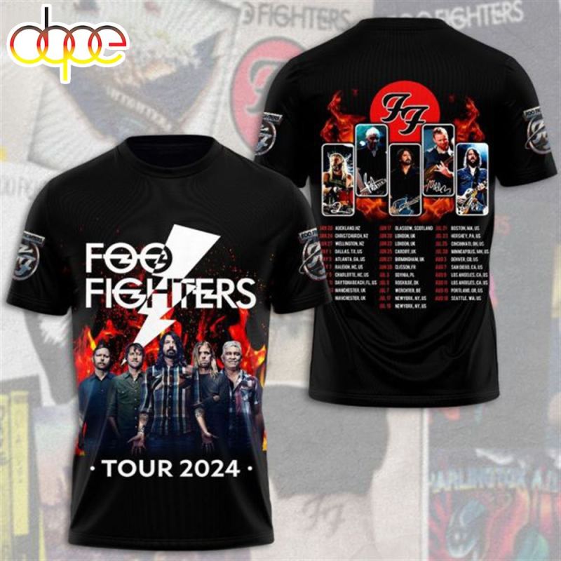 Foo Fighters Tour 2024 Signature 3D T Shirt Foo Fighters Tour 2024 Signature 3D T-Shirt IDF181760 Idea Fanatic