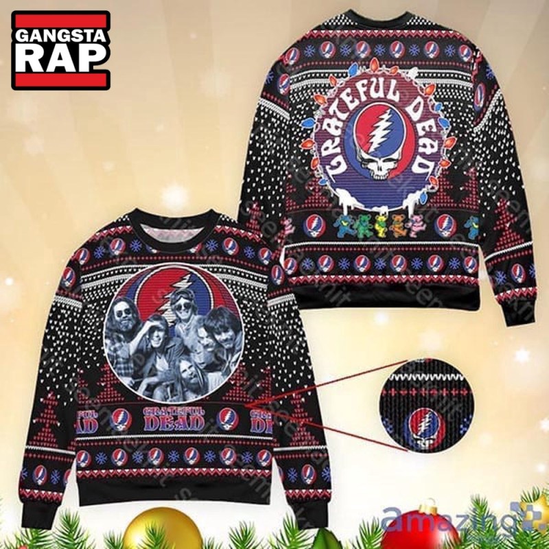 Grateful Dead Logo With Member Picture Ugly Christmas Sweater Grateful Dead Logo With Member Picture Ugly Christmas Sweater IFDDUSW0020 Idea Fanatic