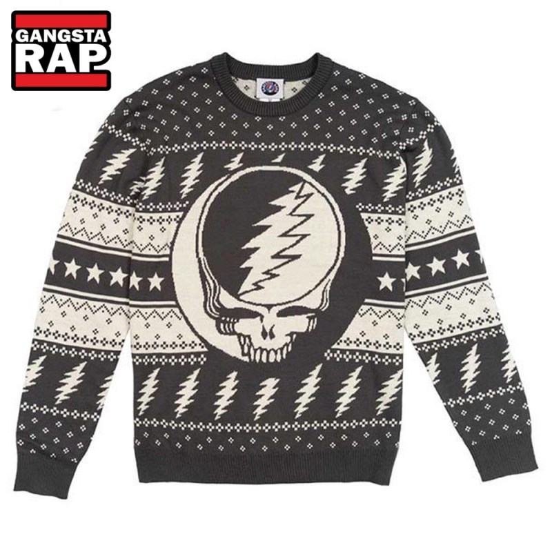 Grateful Dead Steal Your Face Gray Ugly Christmas Sweater Grateful Dead Steal Your Face Gray Ugly Christmas Sweater IFDDUSW0016 Idea Fanatic