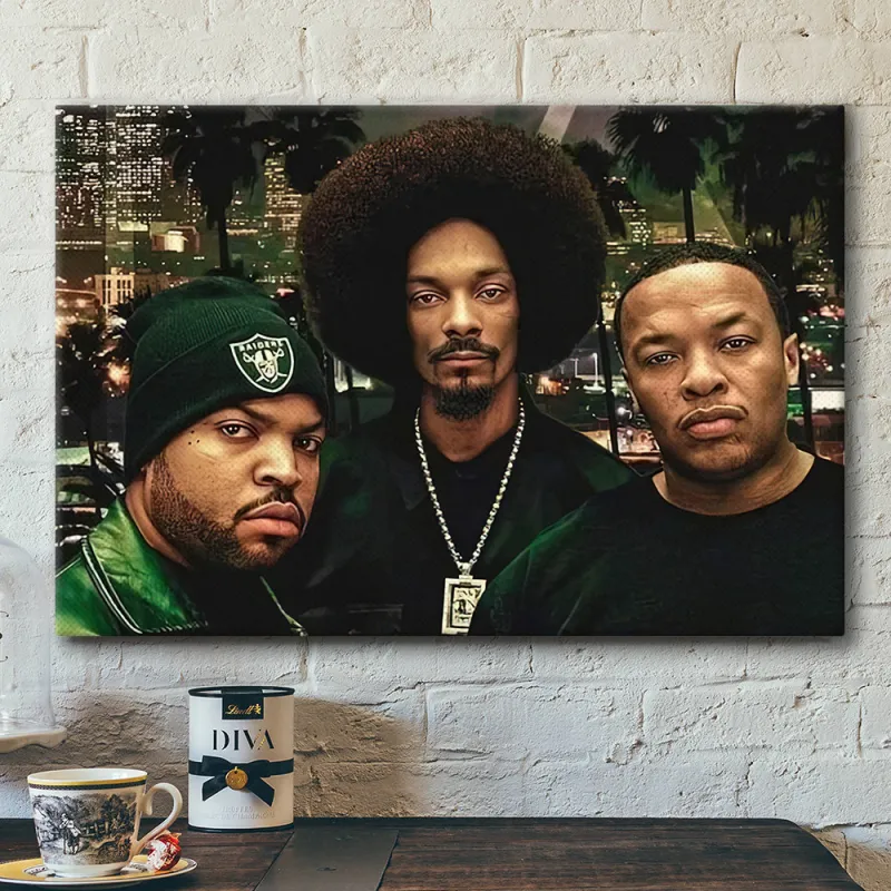 Ice Cube Snoop Dogg Dr Dre Hip hop 90s Art Poster Canvas Ice Cube, Snoop Dogg & Dr. Dre Hip hop 90s Art Poster Canvas IDFCWA0214 Idea Fanatic