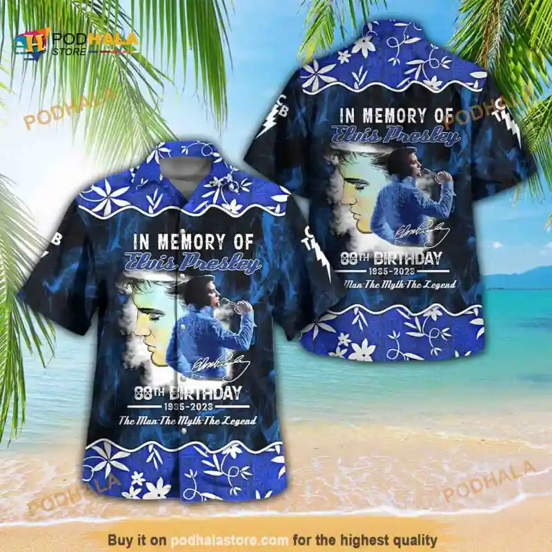 In Memory Of Elvis Presley Funny Hawaiian Shirt The Man The Myth The Legend Elvis Presley Funny Hawaiian Shirt IDF157635 Idea Fanatic