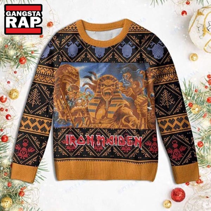 Iron Maiden With Skull Sphinx Ugly Christmas Sweater Iron Maiden With Skull Sphinx Ugly Christmas Sweater IFDDUSW0058 Idea Fanatic