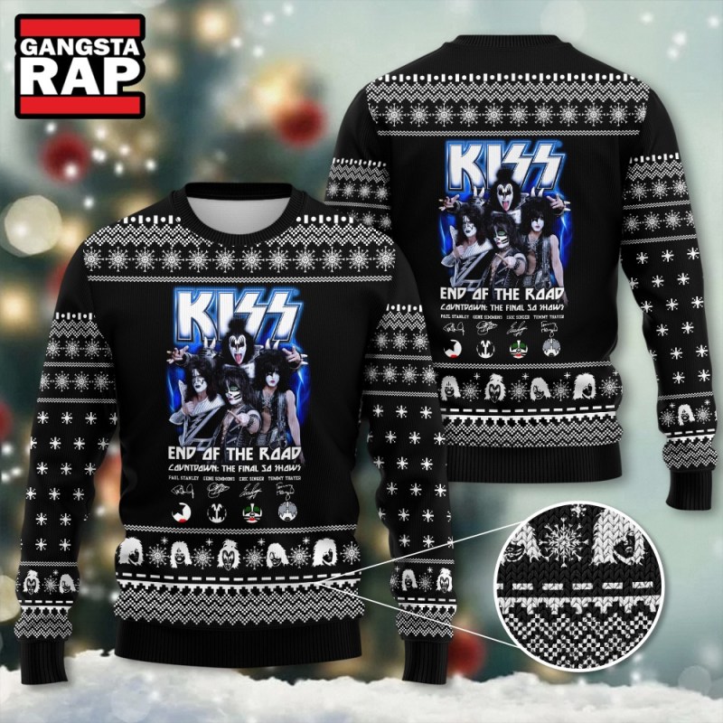 Kiss Band End Of The Road Ugly Christmas Sweater Kiss Band End Of The Road Ugly Christmas Sweater IFDDUSW0005 Idea Fanatic