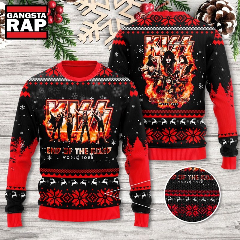 Kiss Band End Of The Road World Tour Ugly Christmas Sweater Kiss Band End Of The Road World Tour Ugly Christmas Sweater IFDDUSW0002 Idea Fanatic