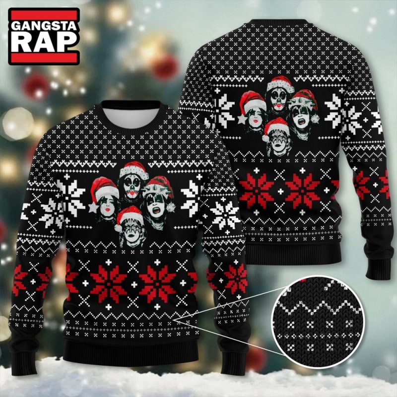 Kiss Band Fan Lover Design Ugly Christmas Sweater Kiss Band Fan Lover Design Ugly Christmas Sweater IFDDUSW0001 Idea Fanatic