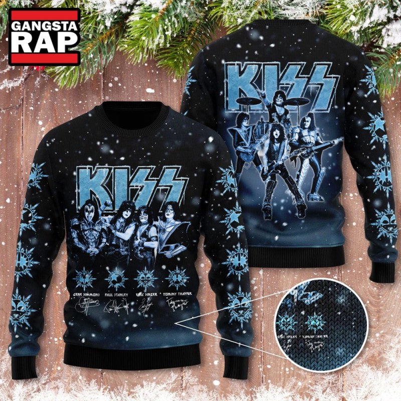 Kiss Band Graphics Signature Design Ugly Christmas Sweater Kiss Band Graphics Signature Design Ugly Christmas Sweater IFDDUSW0175 Idea Fanatic