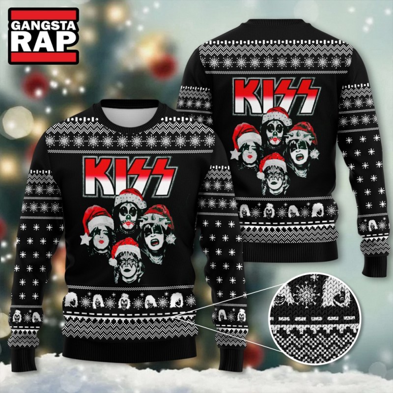 Kiss Band Rock Fans Ugly Christmas Sweater Kiss Band Rock Fans Ugly Christmas Sweater IFDDUSW0167 Idea Fanatic