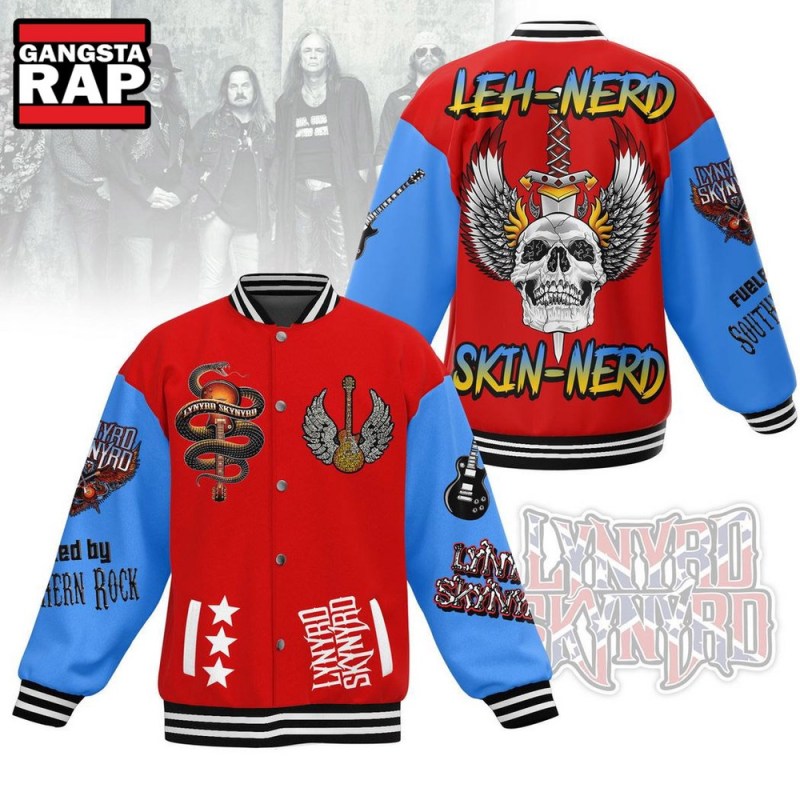 Lynyrd Skynyrd Leh Nerd Skin Nerd Baseball Jacket Music Fan Gift Lynyrd Skynyrd Leh Nerd Skin Nerd Varsity Jacket Music Fan Gift IFDDVJK0006 Idea Fanatic