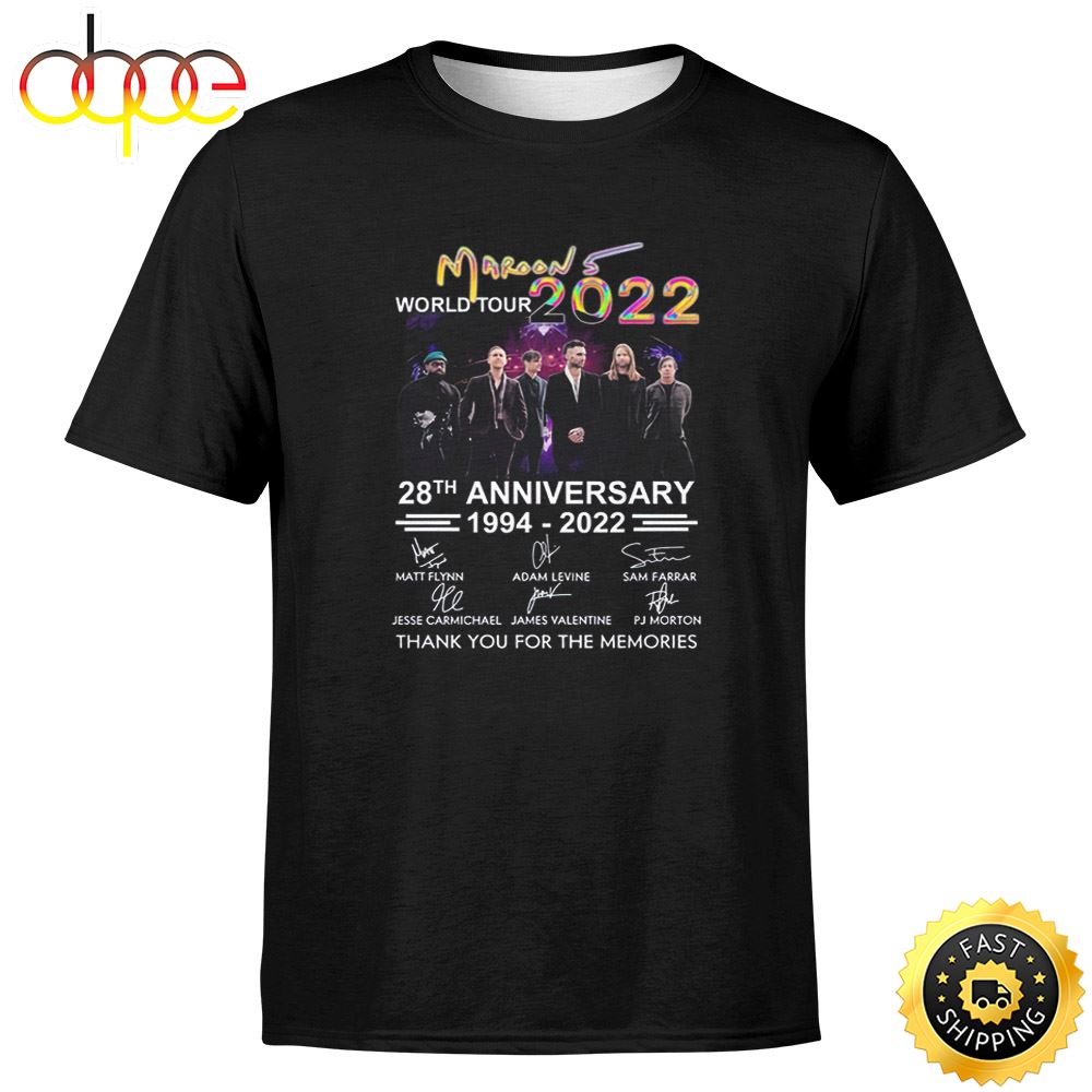 Maroon 5 28th Anniversary Signature T-shirt IDF95595 1 Idea Fanatic Maroon 5 28th Anniversary Signature Maroon 5 Thank You For The Memories T shirt 1 Maroon 5 28th Anniversary Signature T-shirt IDF95595 Idea Fanatic