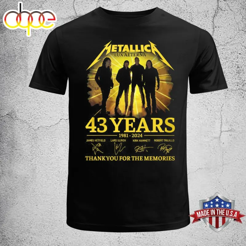 Metallica 43rd Anniversary 1981 2024 Thank You For The Memories Signatures T Shirt Metallica 43rd Anniversary 1981-2024 Signatures T-Shirt IDF182419 Idea Fanatic