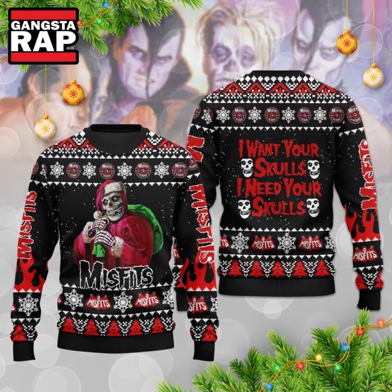 Misfits I Want Your Skulls I Need Your Skulls Ugly Christmas Sweater Misfits I Want Your Skulls I Need Your Skulls Ugly Christmas Sweater IFDDUSW0044 Idea Fanatic