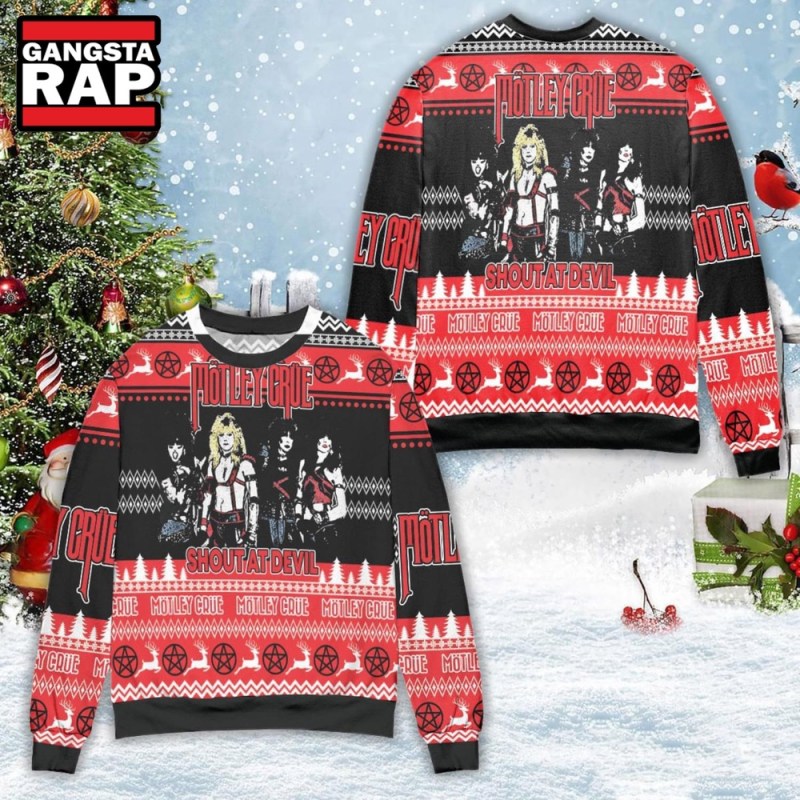 Motley Crue Band Shout At Devil Ugly Christmas Sweater Motley Crue Band Shout At Devil Ugly Christmas Sweater IFDDUSW0043 Idea Fanatic