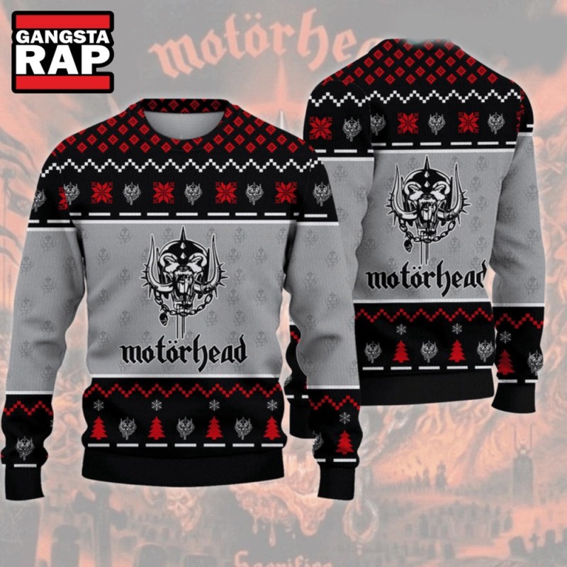 Motorhead Grey Ugly Christmas Sweater Motorhead Grey Ugly Christmas Sweater IFDDUSW0040 Idea Fanatic