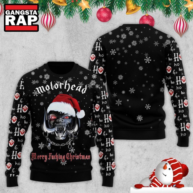 Motorhead Merry Fucking Ho Ho Ho Ugly Christmas Sweater Motorhead Merry Fucking Ho Ho Ho Ugly Christmas Sweater IFDDUSW0037 Idea Fanatic