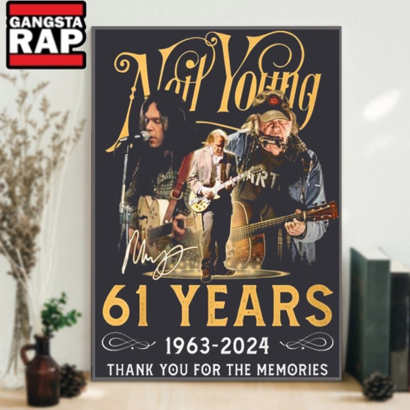 Neil Young 61 Years 1963 2024 Thank You For The Memories Signature Poster Canvas Art Neil Young 61 Years 1963-2024 Thank You For The Memories Signature Poster Canvas Art IDFCWA0053 Idea Fanatic