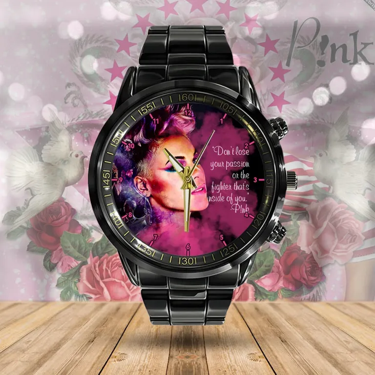 PI080424M55 mk2 P!nk Black Stainless Steel Hand Watch IDF899249 Idea Fanatic