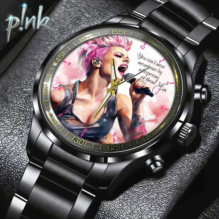 PI080424M56 mk1 P!nk Black Stainless Steel Hand Watch IDF899241 Idea Fanatic