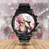 PI080424M56 mk2 P!nk Black Stainless Steel Hand Watch IDF899241 Idea Fanatic