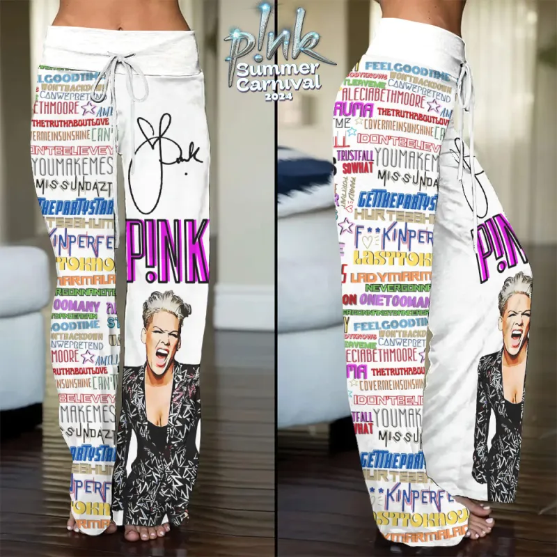 PIN280224LNQ8TTT mk P!nk Singer High-Waisted Straight-Leg Trousers IDF882276 Idea Fanatic