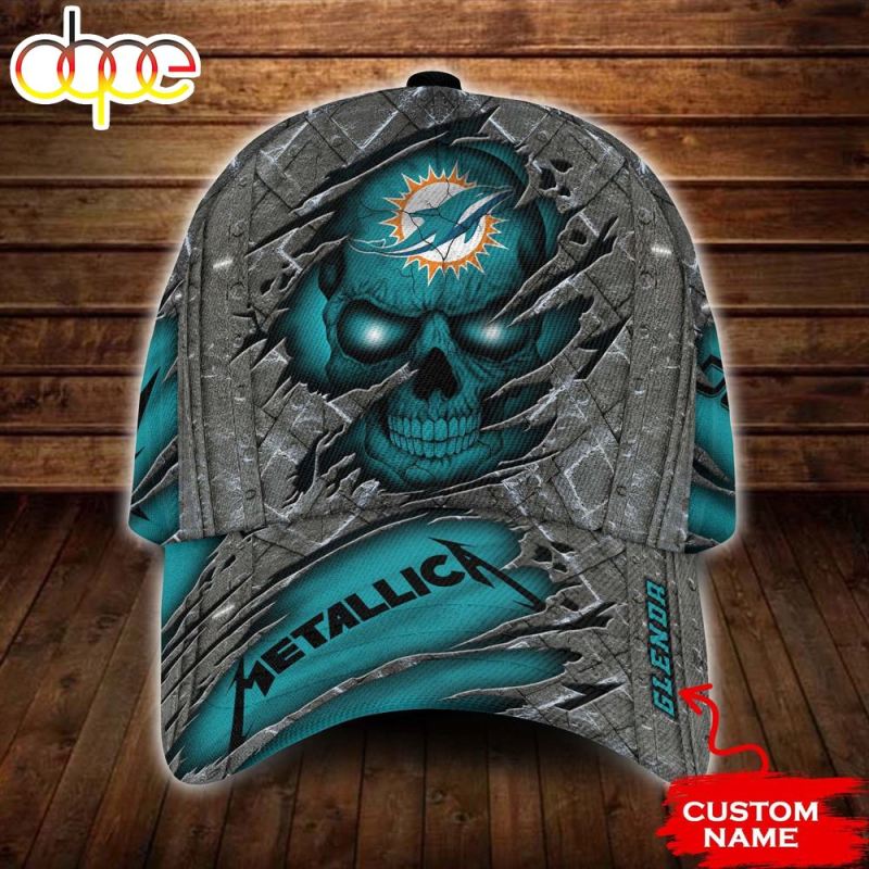 Personalized Miami Dolphins Metallica Band All Over Print 3D Classic Cap haolyq Personalized Miami Dolphins Metallica Band 3D Classic Cap IDF120894 Idea Fanatic