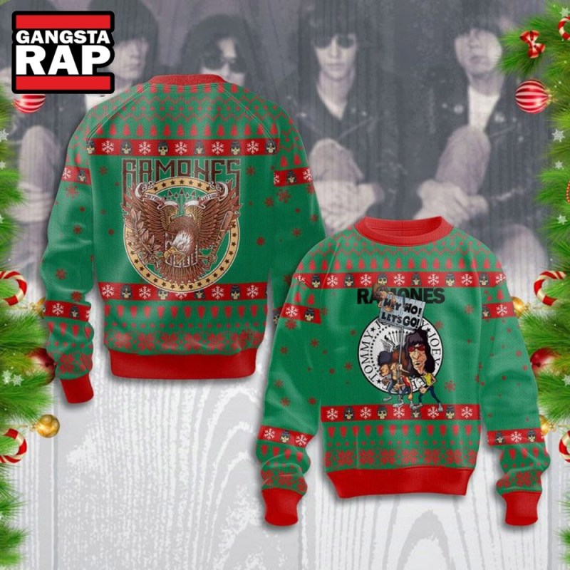 Ramones Johnny Joey Dee Dee Tommy Ugly Christmas Sweater Ramones Johnny, Joey, Dee Dee, Tommy Ugly Christmas Sweater IFDDUSW0156 Idea Fanatic