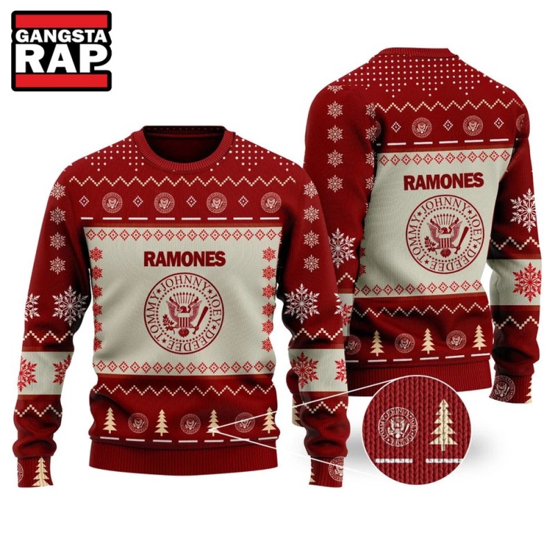 Ramones Music Band Logo Fan Gifts Ugly Christmas Sweater Ramones Music Band Logo Fan Gifts Ugly Christmas Sweater IFDDUSW0155 Idea Fanatic