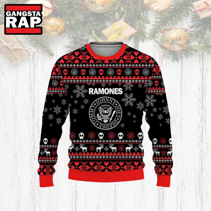 Ramones Music Band Ugly Christmas Sweater Ramones Music Band Ugly Christmas Sweater IFDDUSW0153 Idea Fanatic