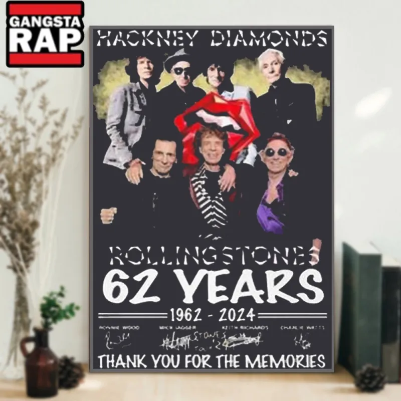 Rolling Stones Hackney Diamonds Tour 62 Years Signature Poster Canvas Art The Rolling Stones Hackney Diamonds Tour 62 Years Signature Poster Canvas Art IDFCWA0064 Idea Fanatic