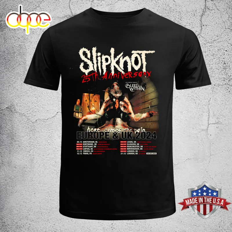 Slipknot 25th Anniversary Europe UK 2024 Unisex T Shirt 1 Slipknot 25th Anniversary Europe & UK 2024 Unisex T-Shirt IDF179028 Idea Fanatic