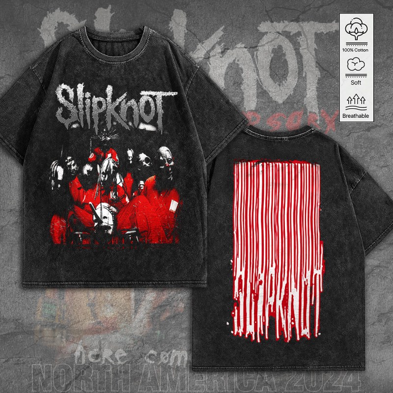 Slipknot 2D Acid Wash T shirt TANTN7764 mk1 Slipknot 2D Acid Washed Cotton Shirt IFDD2DW0010 Idea Fanatic