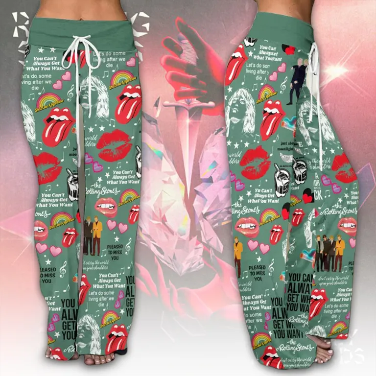 TRS030424L53a mk The Rolling Stones High-Waisted Straight-Leg Trousers TRS030424L53A Idea Fanatic