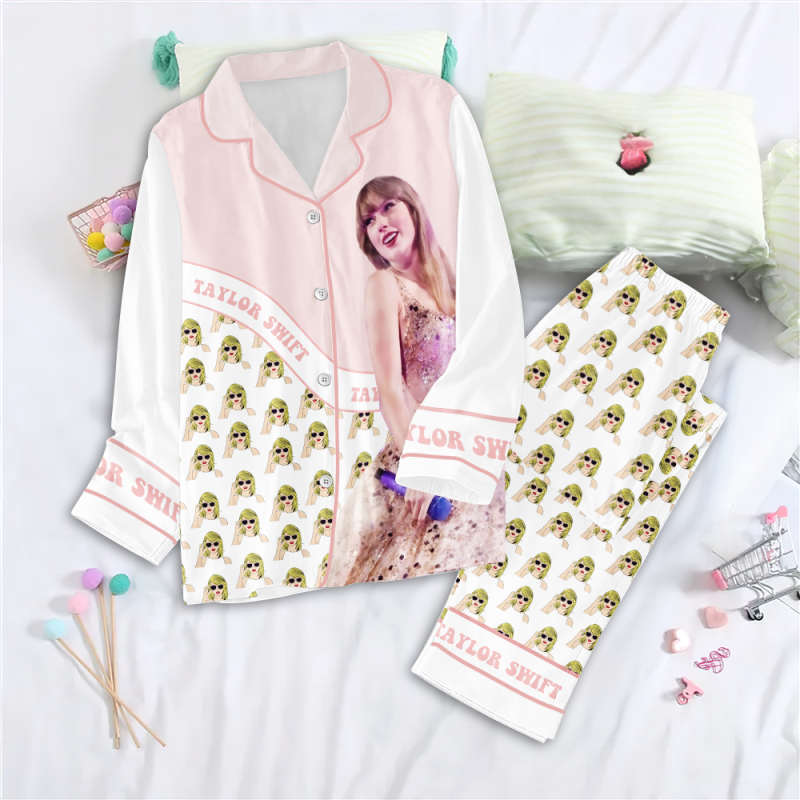 TW Pijama NGHIAVT0778 P.ANh 2 Taylor Swift Premium Button Down Pajamas Set IFDDBDP0030 Idea Fanatic