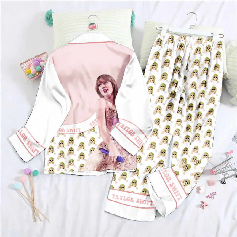 TW Pijama NGHIAVT0779 001 1 Taylor Swift Premium Button Down Pajamas Set IFDDBDP0030 Idea Fanatic