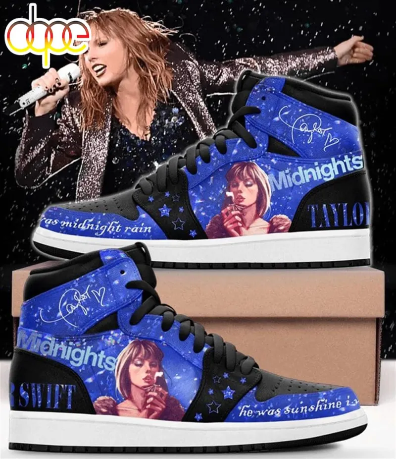 Taylor Swift Air Jordan 1 High Top Shoes Blue Taylor Swift Air Jordan 1 High Top Shoes IDF181406 Idea Fanatic