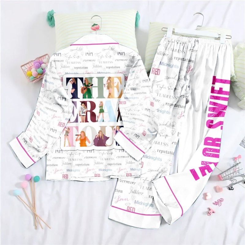 Taylor Swift Button Down Pajamas Set NGHIAVT0776 1 Taylor Swift Premium Button Down Pajamas Set IFDDBDP0028 Idea Fanatic