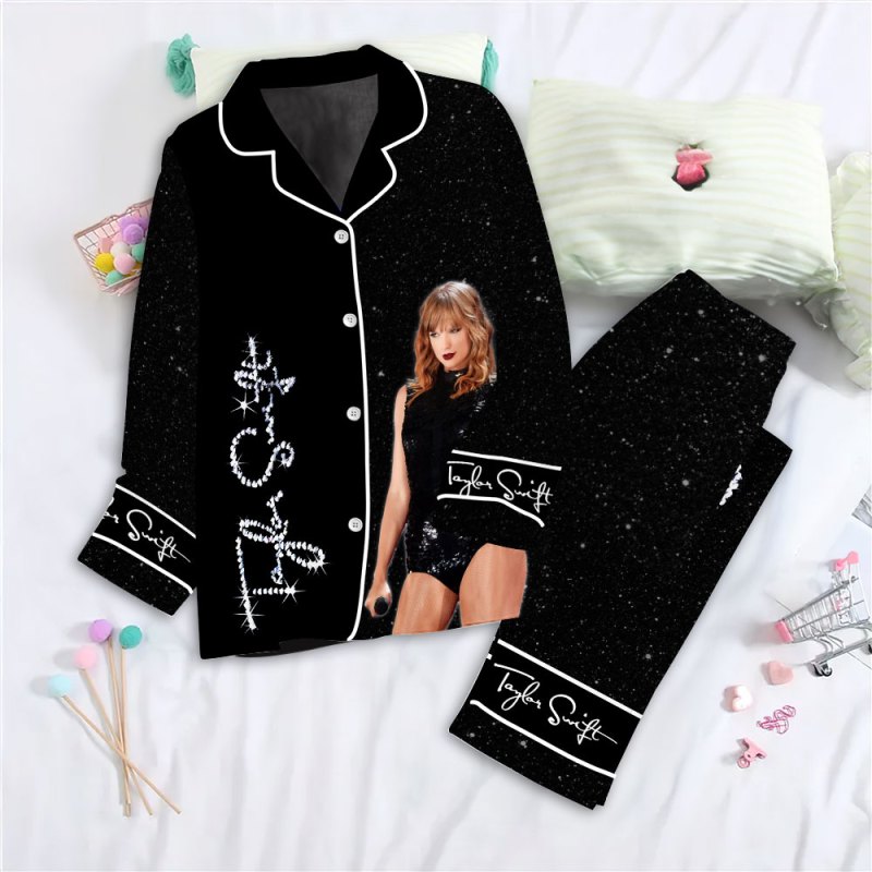 Taylor Swift Button Down Pajamas Set NGHIAVT0902 Taylor Swift Premium Button Down Pajamas Set IFDDBDP0048 Idea Fanatic