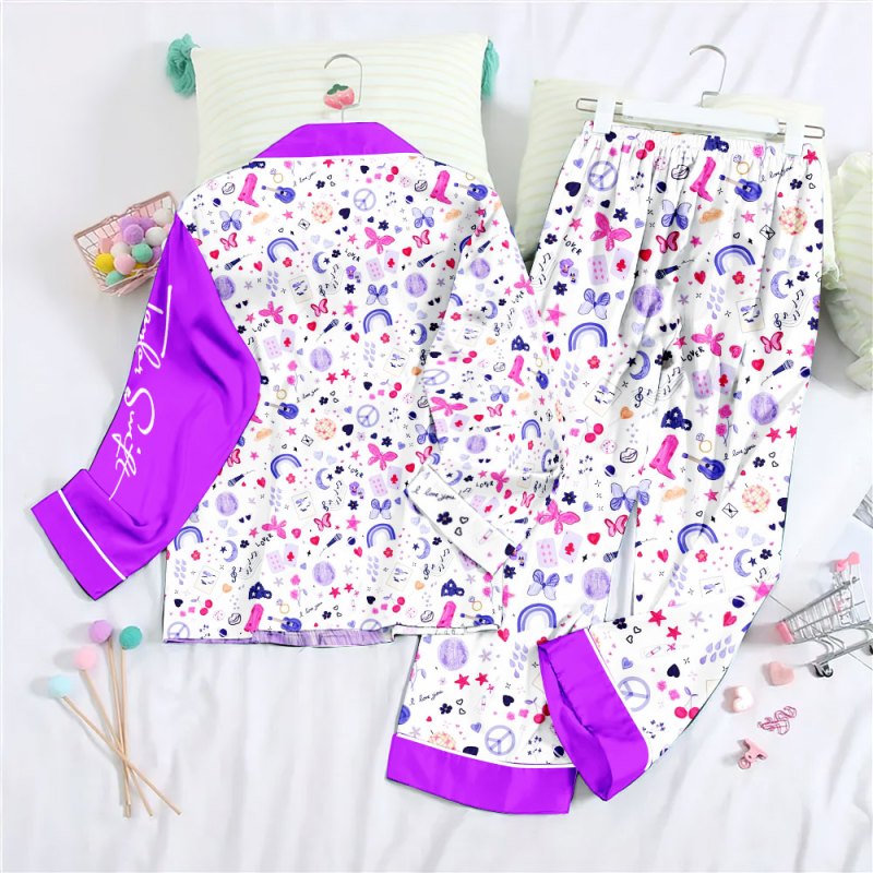 Taylor Swift Button Down Pajamas Set NGHIAVT0904 1 Taylor Swift Premium Button Down Pajamas Set IFDDBDP0047 Idea Fanatic