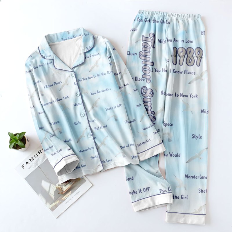 Taylor Swift Button Down Pajamas Set NGHIAVT0984 Taylor Swift Premium Button Down Pajamas Set IFDDBDP0053 Idea Fanatic