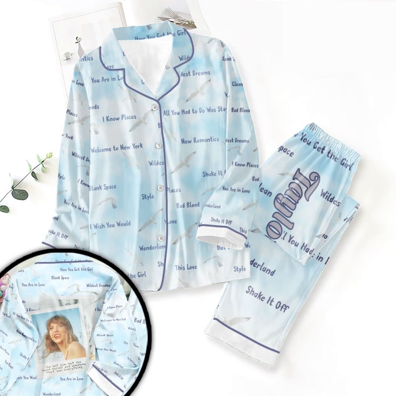 Taylor Swift Button Down Pajamas Set NGHIAVT0984 2 Taylor Swift Premium Button Down Pajamas Set IFDDBDP0053 Idea Fanatic