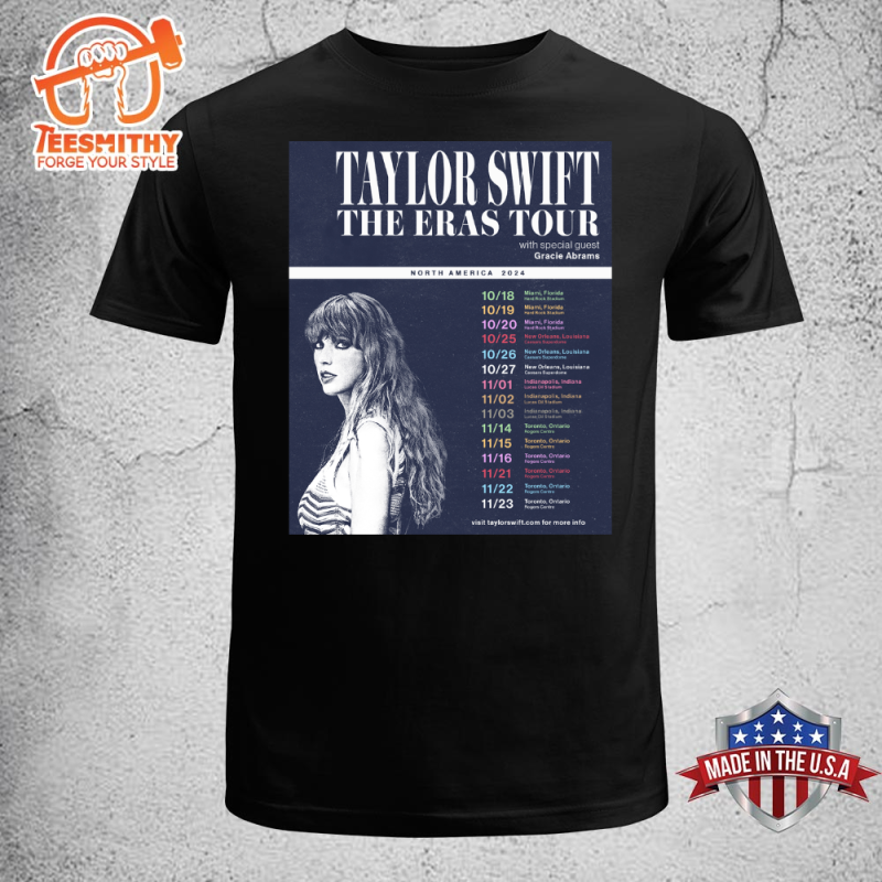 Taylor Swift The Eras Tour 2024 North America T shirt Unisex Black Taylor Swift The Eras Tour 2024 North America T-shirt Unisex Black IDF76566 Idea Fanatic