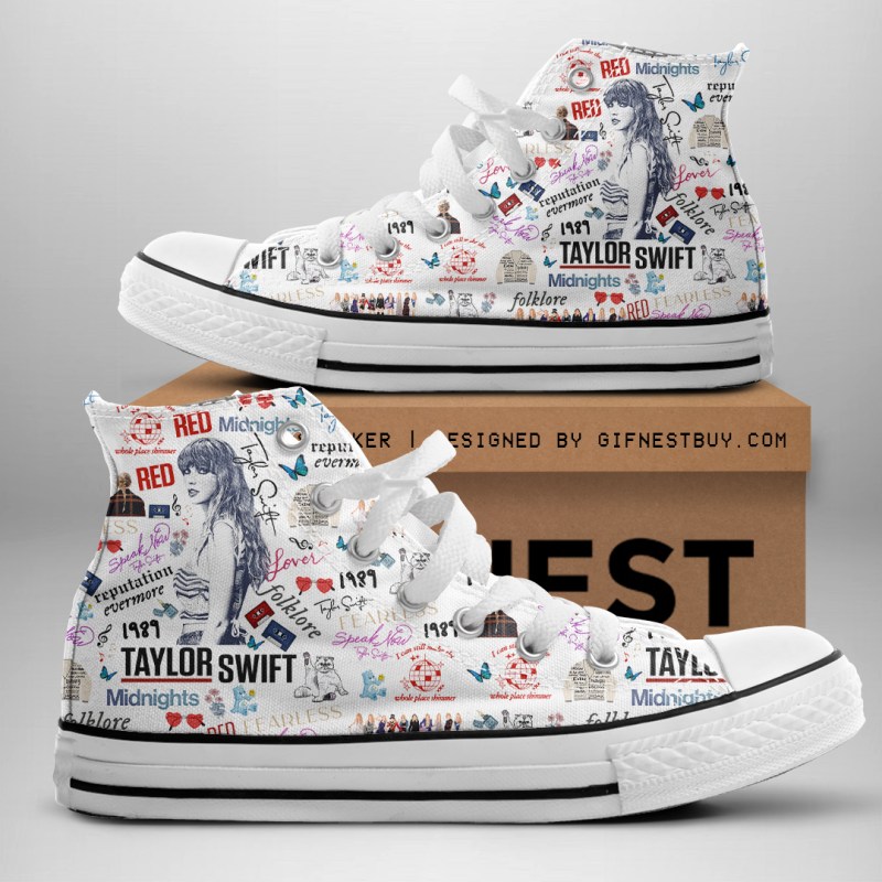 Taylor Swiff High Top Canvas TANTN941 white Taylor Swift Premium High Top Canvas Shoes IFDDHTCS0022 Idea Fanatic