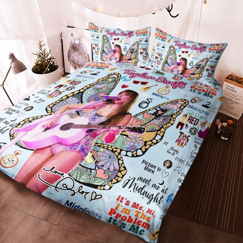 Taylor Swift Bedding Set VANDH288 Hanh Blue 1 Taylor Swift Premium Bedding Set IFDDBED0002 Idea Fanatic