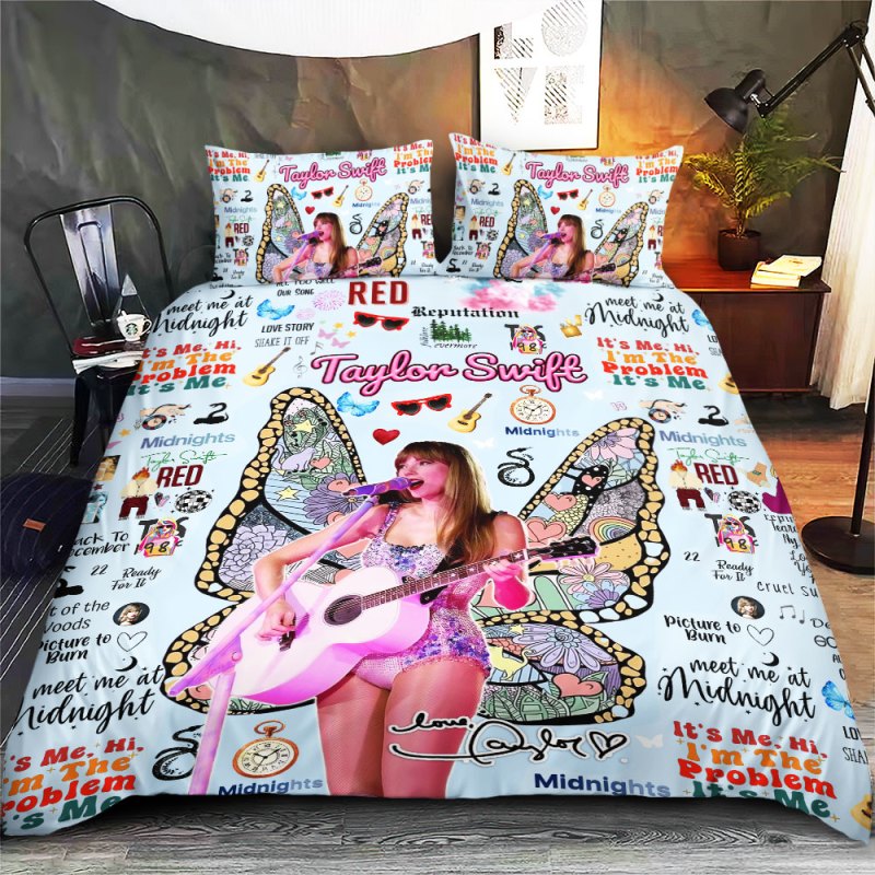 Taylor Swift Bedding Set VANDH288 Hanh Blue 2 Taylor Swift Premium Bedding Set IFDDBED0002 Idea Fanatic