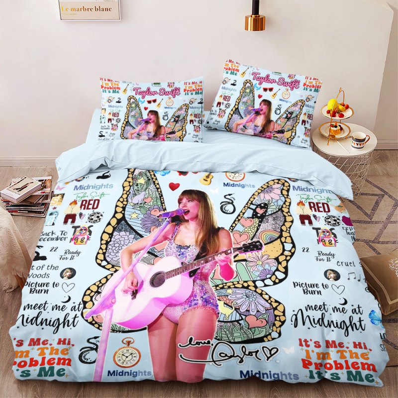 Taylor Swift Bedding Set VANDH288 Hanh Blue 3 Taylor Swift Premium Bedding Set IFDDBED0002 Idea Fanatic