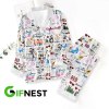Taylor Swift Button Down Pajamas Set VANDH252 Hanh White 3 Taylor Swift Premium Button Down Pajamas Set IFDDBDP0003 Idea Fanatic