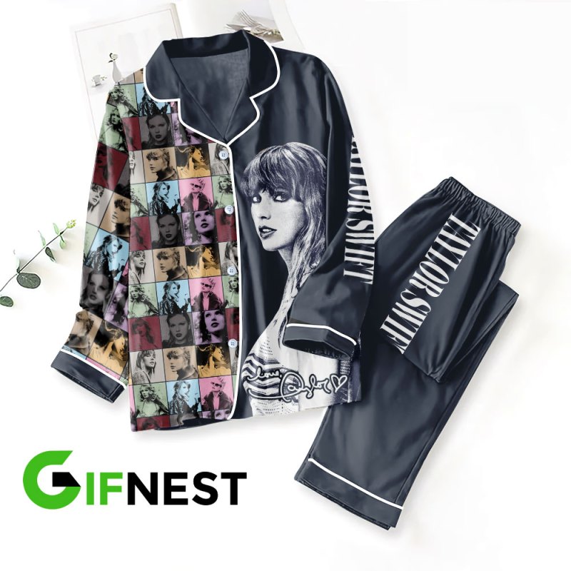 Taylor Swift Button Down Pajamas Set VANDH260 Hanh 1 Taylor Swift Premium Button Down Pajamas Set IFDDBDP0014 Idea Fanatic
