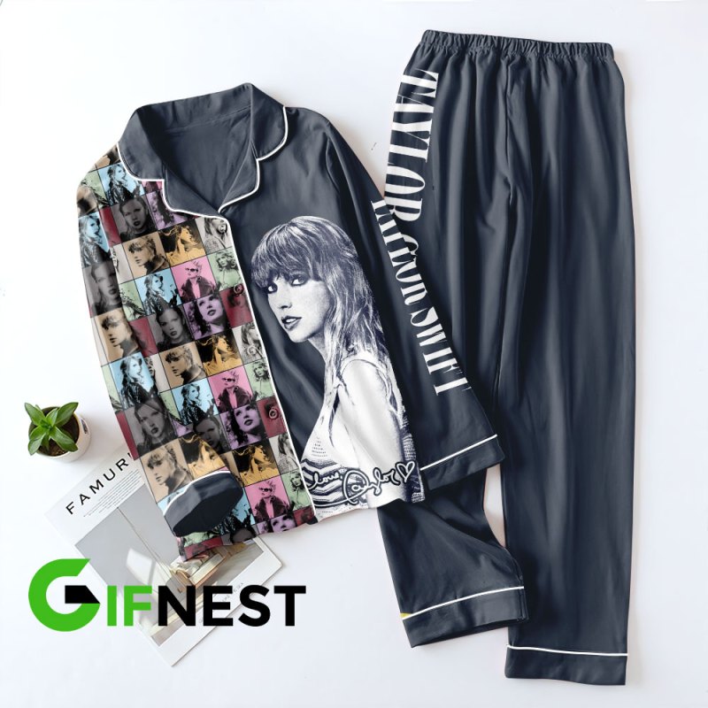 Taylor Swift Button Down Pajamas Set VANDH260 Hanh 2 Taylor Swift Premium Button Down Pajamas Set IFDDBDP0014 Idea Fanatic