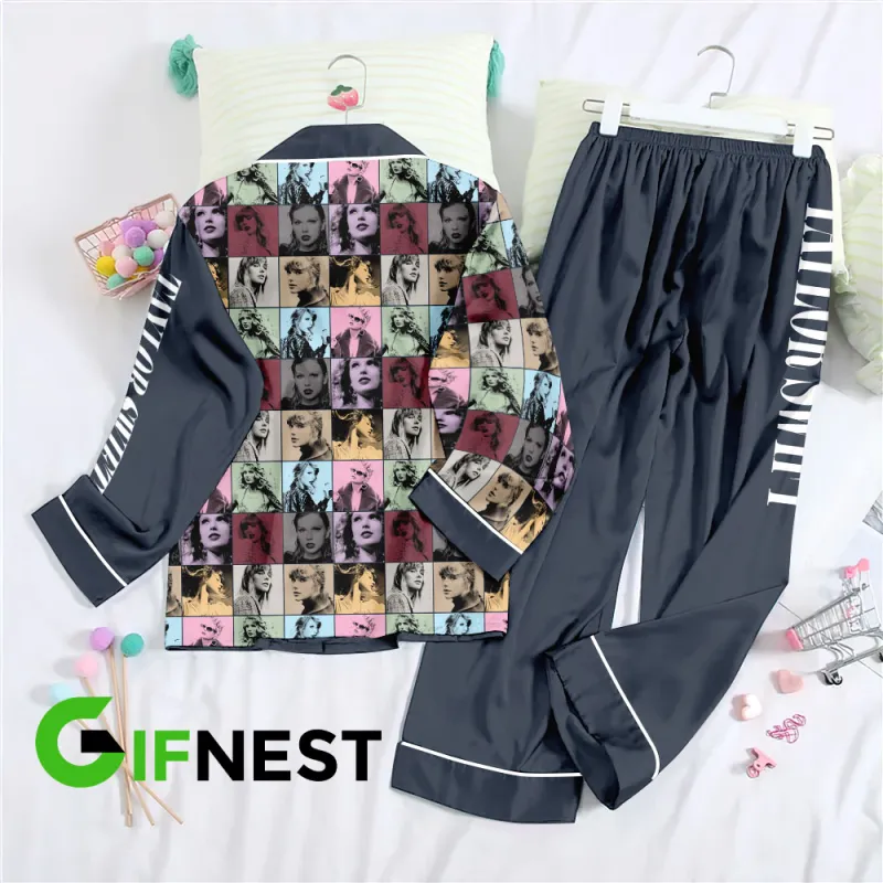 Taylor Swift Button Down Pajamas Set VANDH260 Hanh 3 Taylor Swift Premium Button Down Pajamas Set IFDDBDP0014 Idea Fanatic