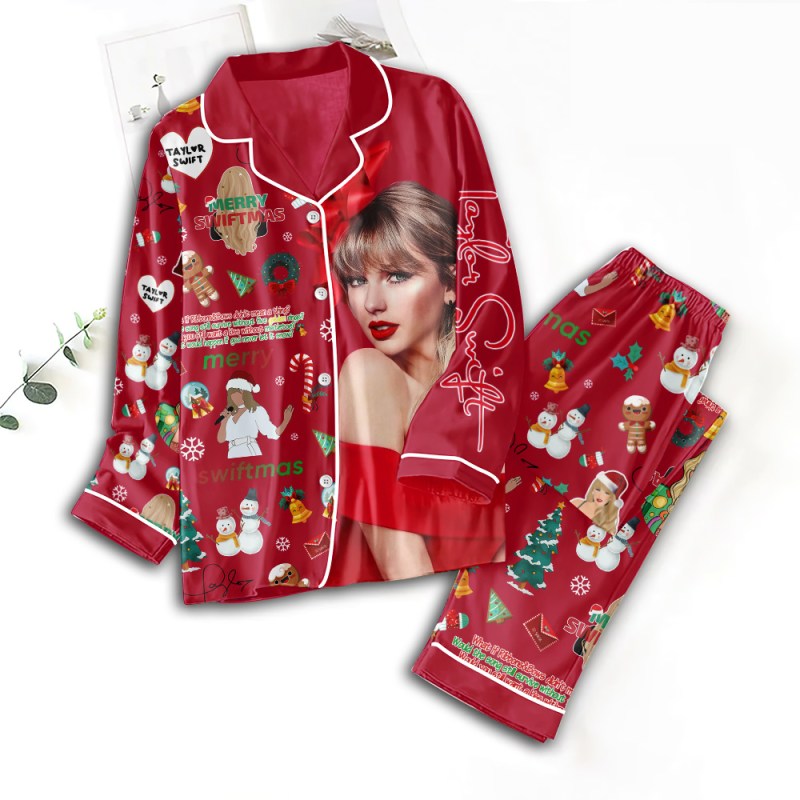 Taylor Swift Pajamas TANTN3040 mk1 Taylor Swift Premium Button Down Pajamas Set IFDDBDP0051 Idea Fanatic