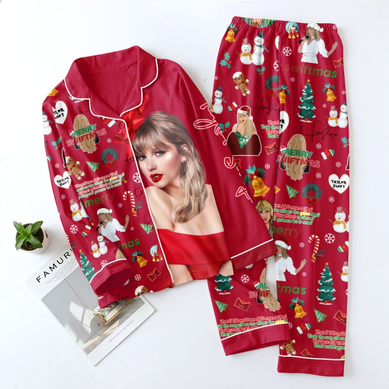 Taylor Swift Pajamas TANTN3040 mk2 Taylor Swift Premium Button Down Pajamas Set IFDDBDP0051 Idea Fanatic